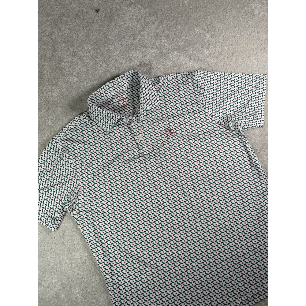 Rhoback Mens Polo Shirt L California Republic State Print Golf Performance Bear